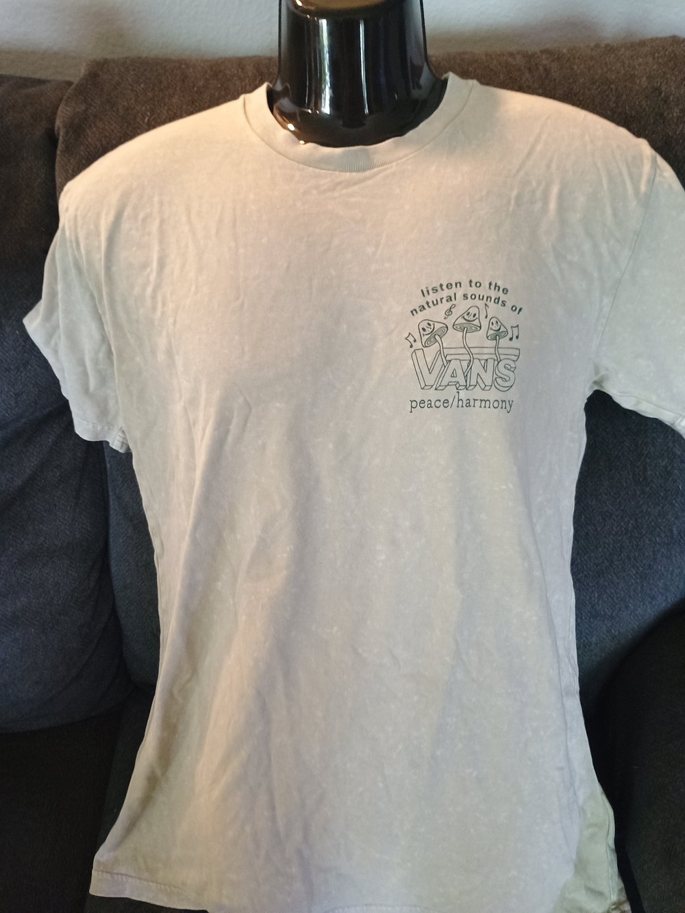 Vans Off The Wall Medium Mushroom Graphic T-Shirt Peace Harmony Double Sided